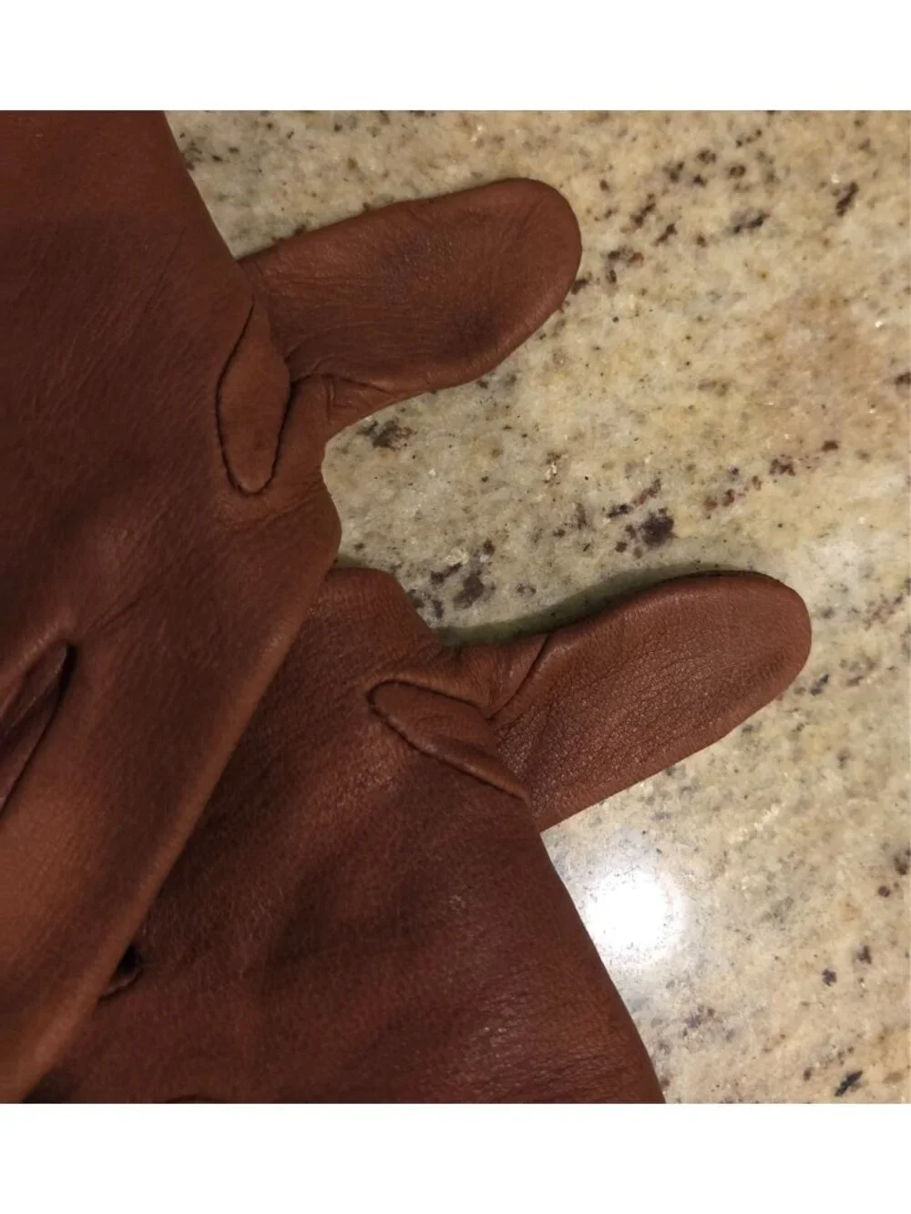 Vintage Womens Size M Brown Soft Leather Gloves Stitching Detail
